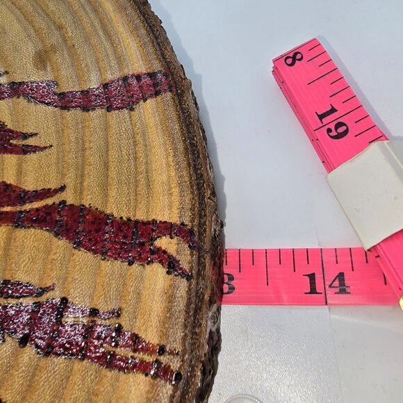 American Eagle wood burned colored art 18x11x.75 inch, oval, live edge - Picture 3 of 6